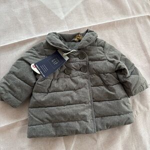 New Gap jacket pea coat zip puffer zipper rain fleece grey winter 0-6 months